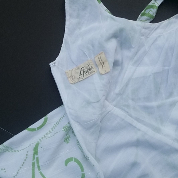 GUESS sundress lime green and white. Floral design - Picture 5 of 10